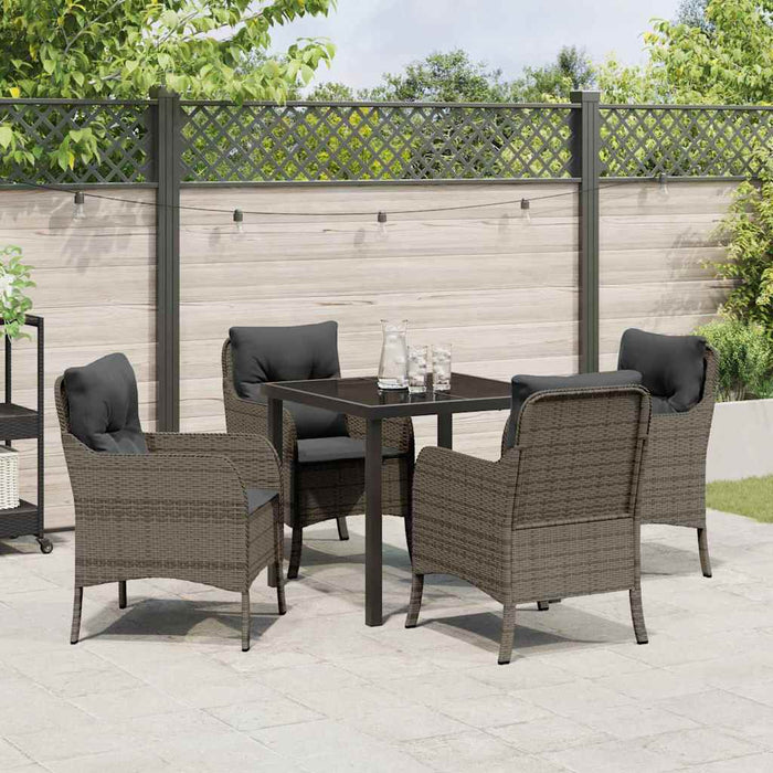 Set de masă pentru grădină cu pernă 5 pcs Gri Rattan poli - WALTI WALTI