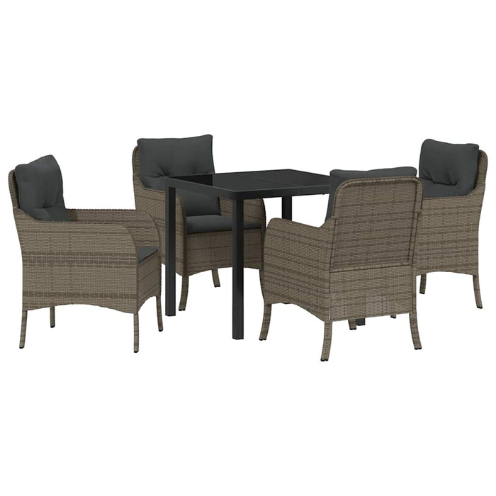 Set de masă pentru grădină cu pernă 5 pcs Gri Rattan poli - WALTI WALTI