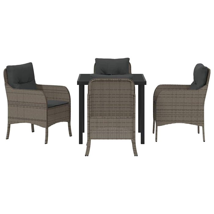 Set de masă pentru grădină cu pernă 5 pcs Gri Rattan poli - WALTI WALTI