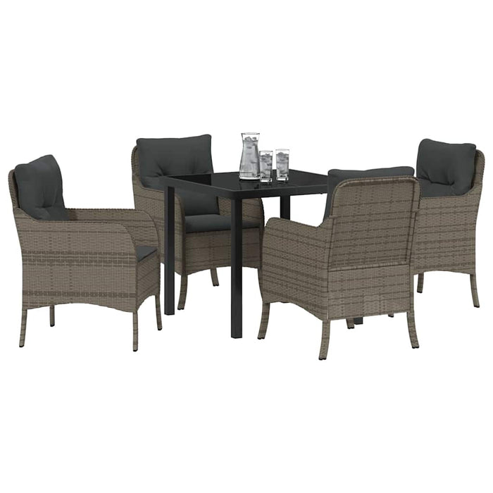 Set de masă pentru grădină cu pernă 5 pcs Gri Rattan poli - WALTI WALTI
