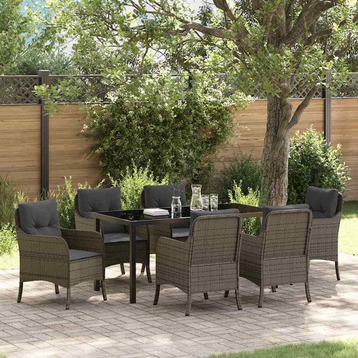 Set de masă pentru grădină cu pernă 7 pcs Gri poliratan - WALTI WALTI