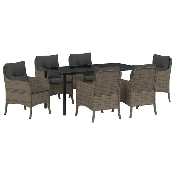 Set de masă pentru grădină cu pernă 7 pcs Gri poliratan - WALTI WALTI