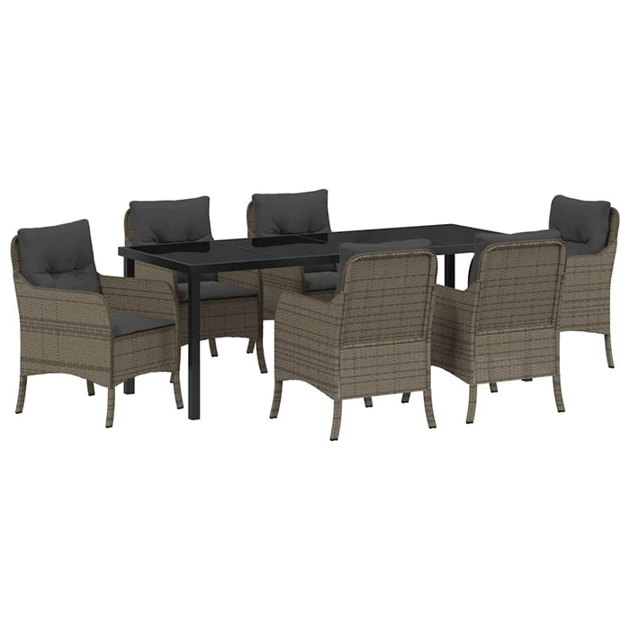 Set de masă pentru grădină cu pernă 7 pcs Gri poliratan - WALTI WALTI