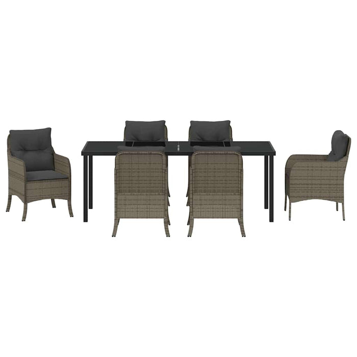 Set de masă pentru grădină cu pernă 7 pcs Gri poliratan - WALTI WALTI