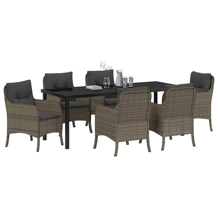 Set de masă pentru grădină cu pernă 7 pcs Gri poliratan - WALTI WALTI