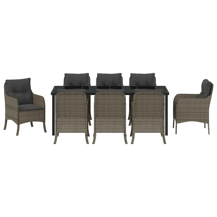 Set de masă pentru grădină cu pernă 9 pcs Gri poliratan - WALTI WALTI