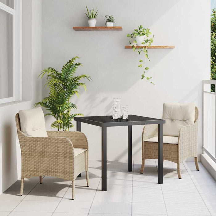 Set de dining pentru grădină 3 piese cu perne de culoare bej din ratan PE - WALTI WALTI