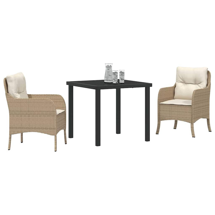 Set de dining pentru grădină 3 piese cu perne de culoare bej din ratan PE - WALTI WALTI