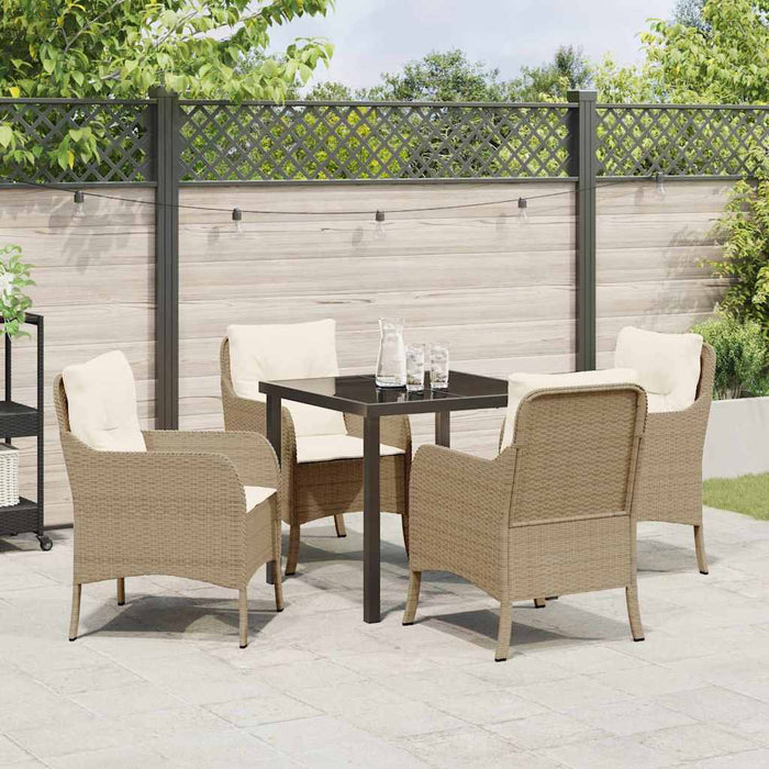 Set de 5 piese pentru dining în grădină cu perne Bej din ratan poli - WALTI WALTI