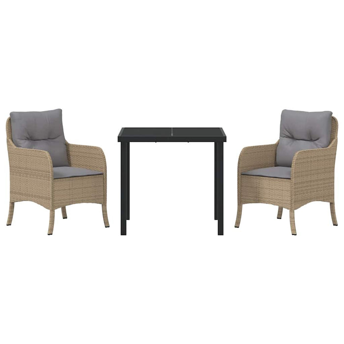 Set de masă pentru grădină cu pernă 3 pcs Bej Rattan poli - WALTI WALTI