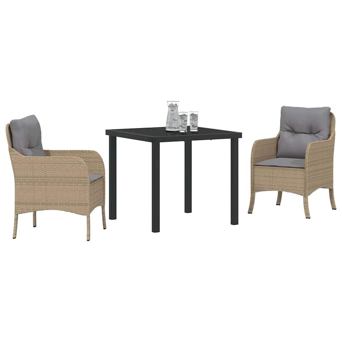 Set de masă pentru grădină cu pernă 3 pcs Bej Rattan poli - WALTI WALTI