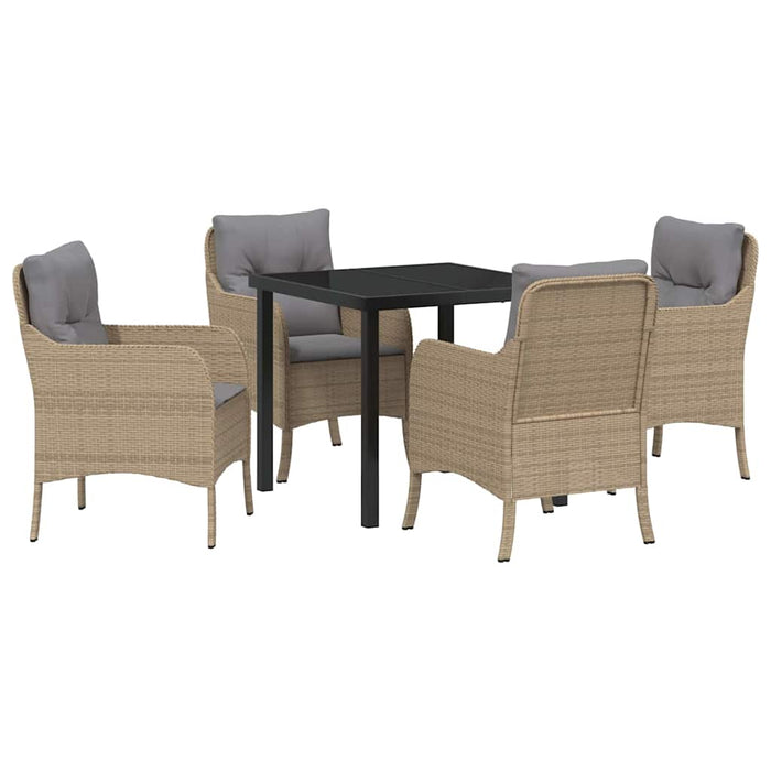 Set de masă pentru grădină cu pernă 5 pcs Bej Rattan poli - WALTI WALTI