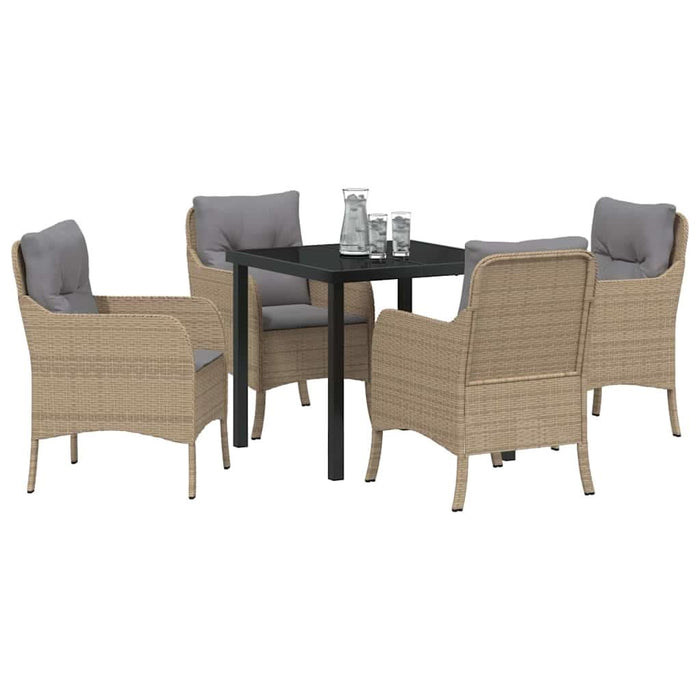 Set de masă pentru grădină cu pernă 5 pcs Bej Rattan poli - WALTI WALTI