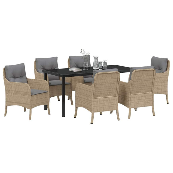Set de masă pentru grădină cu pernă 7 pcs Bej poliratan - WALTI WALTI