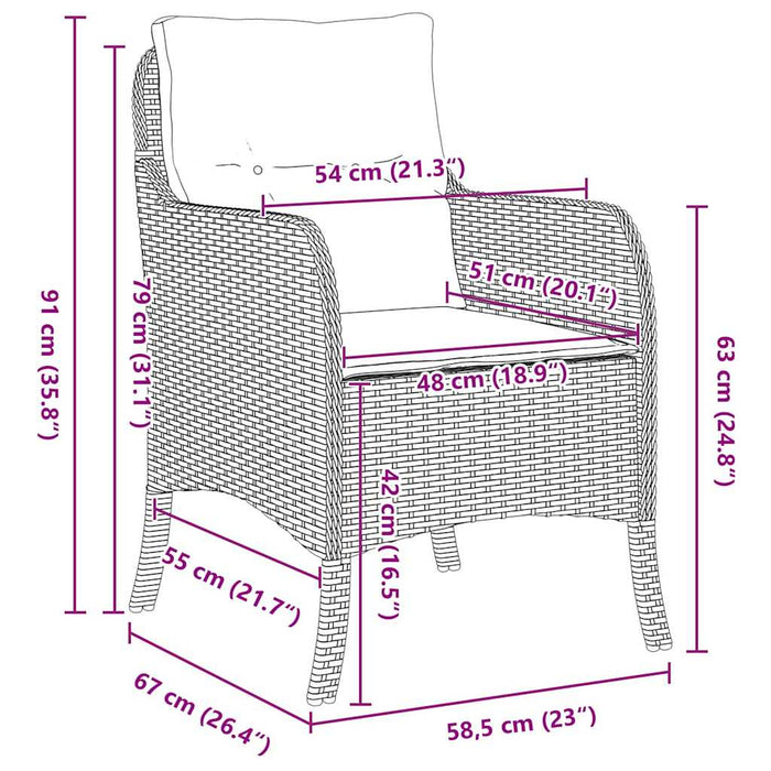 Set de masă pentru grădină cu pernă 7 pcs Bej poliratan - WALTI WALTI