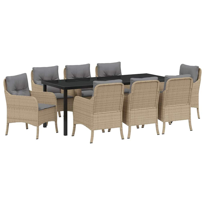 Set de masă pentru grădină cu pernă 9 pcs Bej poliratan - WALTI WALTI
