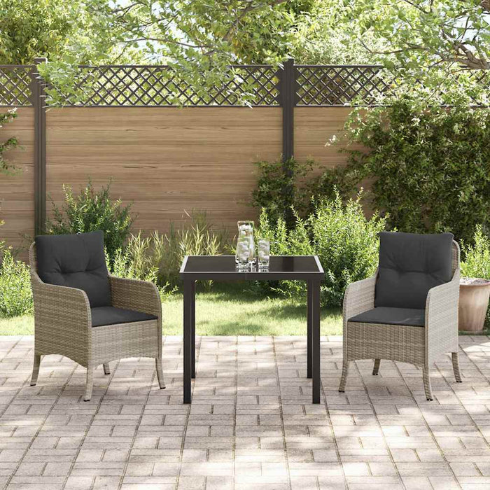 Set de Dining de Grădină 3 Piese cu Perne Gri deschis Poliratan - WALTI WALTI