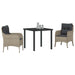 Set de Dining de Grădină 3 Piese cu Perne Gri deschis Poliratan - WALTI WALTI