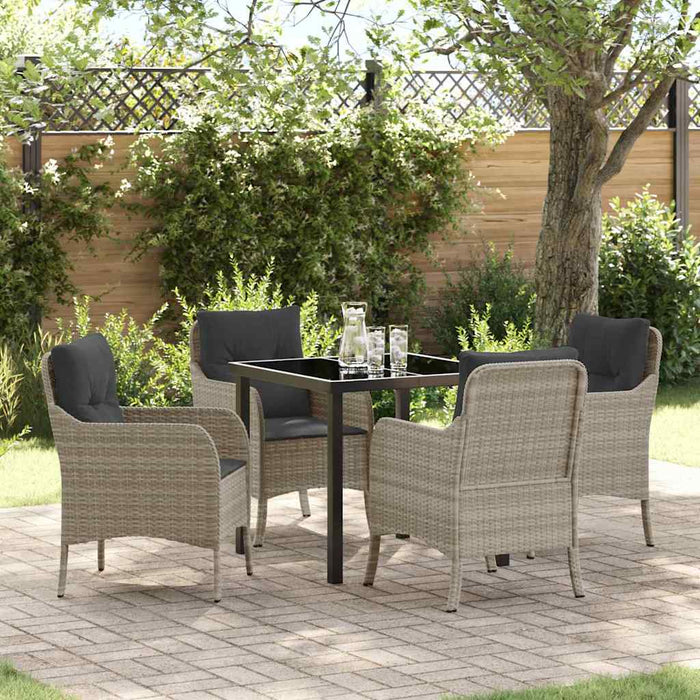 Set de Dining pentru Grădină 5 Piese cu Perne Gri Deschis Poliratan - WALTI WALTI