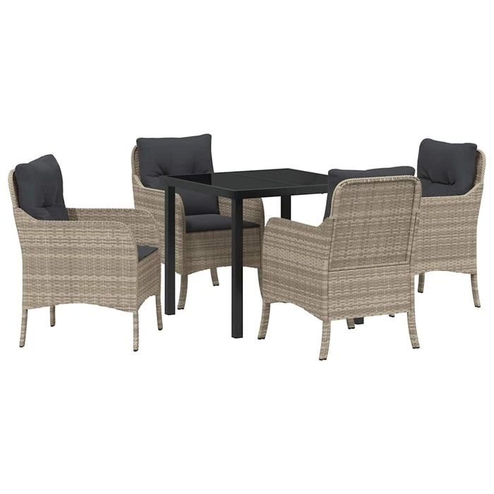 Set de Dining pentru Grădină 5 Piese cu Perne Gri Deschis Poliratan - WALTI WALTI