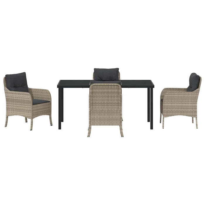 Set de masă pentru grădină cu pernă 5 pcs Gri deschis poliratan - WALTI WALTI