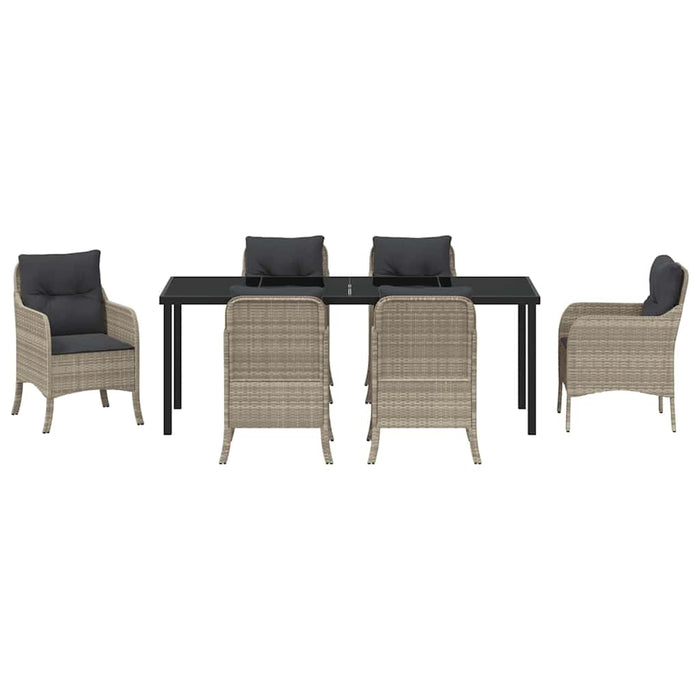 Set de masă pentru grădină cu pernă 7 pcs Gri deschis poliratan - WALTI WALTI