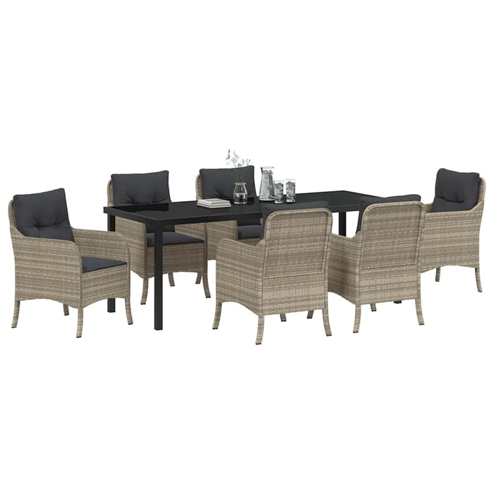 Set de masă pentru grădină cu pernă 7 pcs Gri deschis poliratan - WALTI WALTI