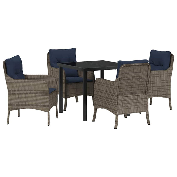 Set de masă pentru grădină cu pernă 5 pcs Gri poliratan - WALTI WALTI