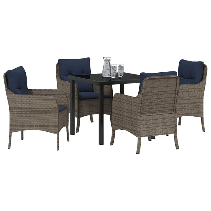 Set de masă pentru grădină cu pernă 5 pcs Gri poliratan - WALTI WALTI