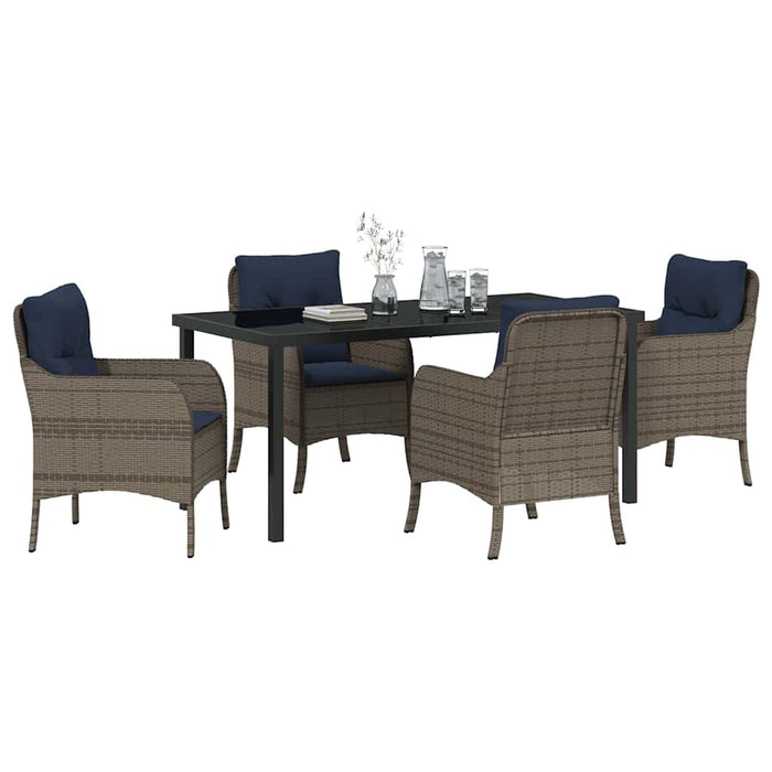 Set de masă pentru grădină cu pernă 5 pcs Gri poliratan - WALTI WALTI