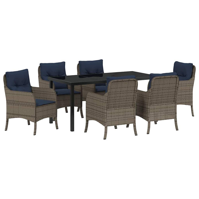 Set de masă pentru grădină cu pernă 7 pcs Gri poliratan - WALTI WALTI