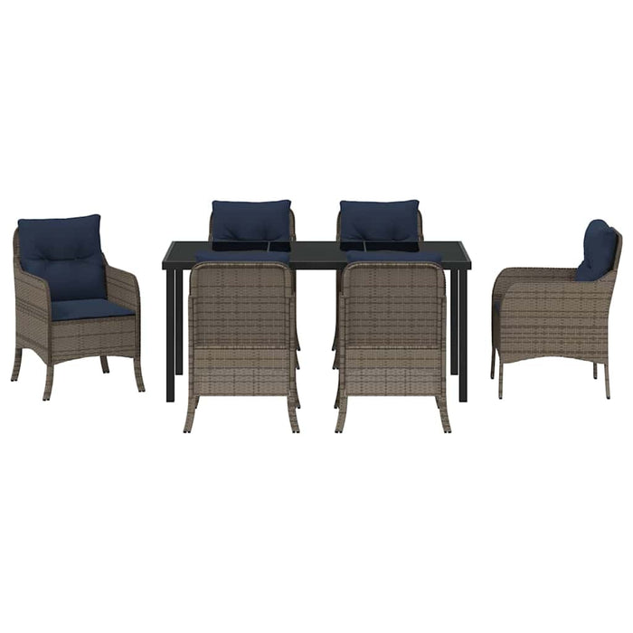 Set de masă pentru grădină cu pernă 7 pcs Gri poliratan - WALTI WALTI