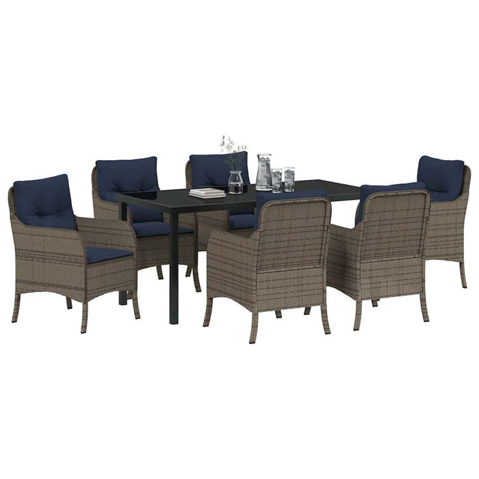 Set de masă pentru grădină cu pernă 7 pcs Gri poliratan - WALTI WALTI