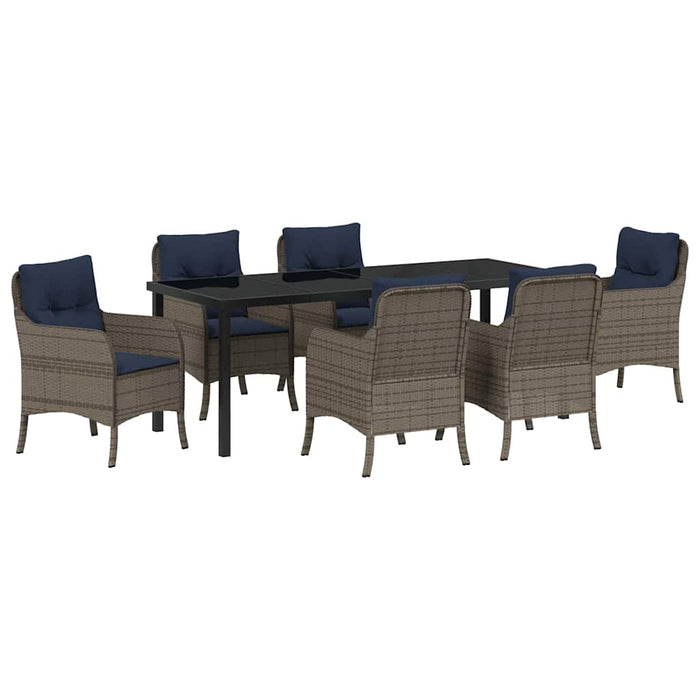 Set de masă pentru grădină cu pernă 7 pcs Gri poliratan - WALTI WALTI