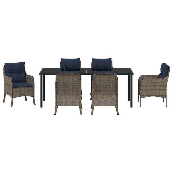 Set de masă pentru grădină cu pernă 7 pcs Gri poliratan - WALTI WALTI