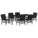 Set de masă pentru grădină cu pernă 7 pcs Negru poliratan - WALTI WALTI