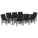 Set de masă pentru grădină cu pernă 9 pcs Negru poliratan - WALTI WALTI