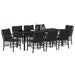 Set de masă pentru grădină cu pernă 9 pcs Negru poliratan - WALTI WALTI