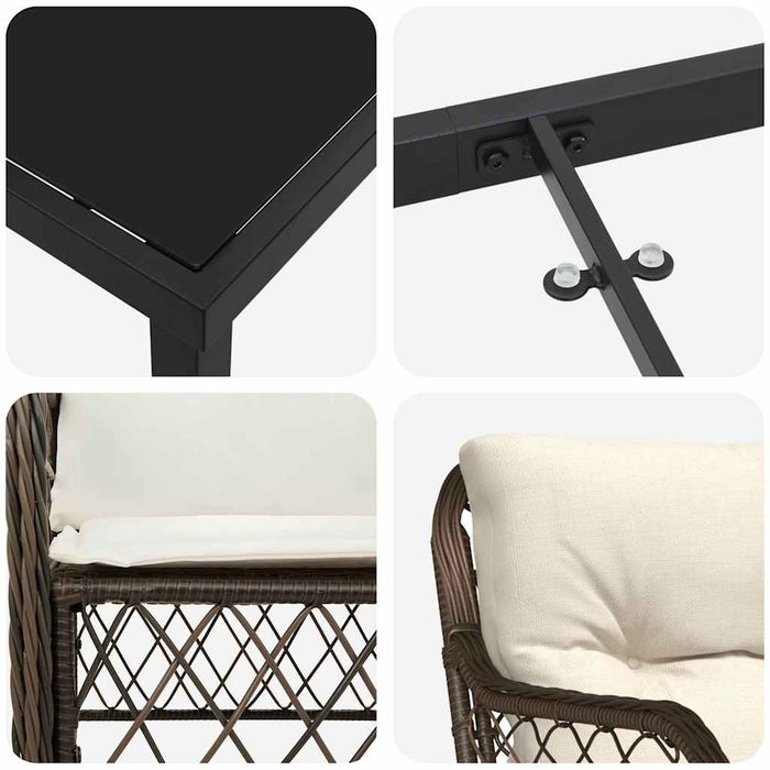 Set de masă pentru grădină cu pernă 7 pcs Maro poliratan - WALTI WALTI