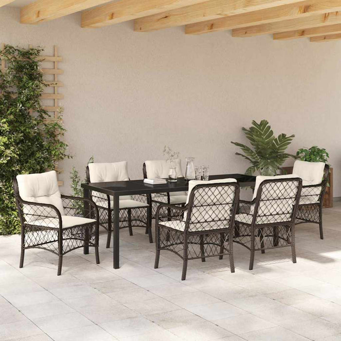 Set de masă pentru grădină cu pernă 7 pcs Maro poliratan - WALTI WALTI