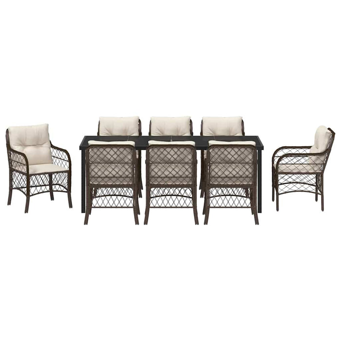 Set de masă pentru grădină cu pernă 9 pcs Maro poliratan - WALTI WALTI