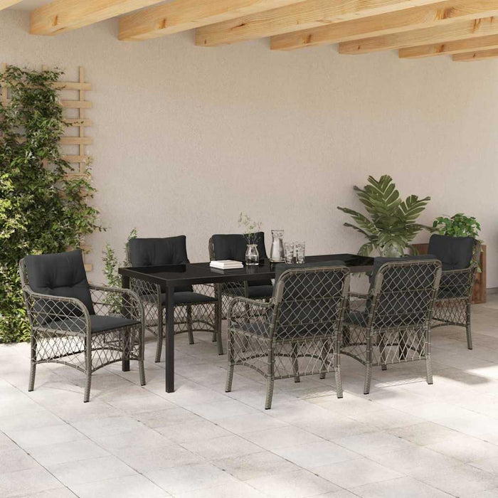 Set de masă pentru grădină cu pernă 7 pcs Gri poliratan - WALTI WALTI