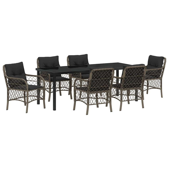 Set de masă pentru grădină cu pernă 7 pcs Gri poliratan - WALTI WALTI