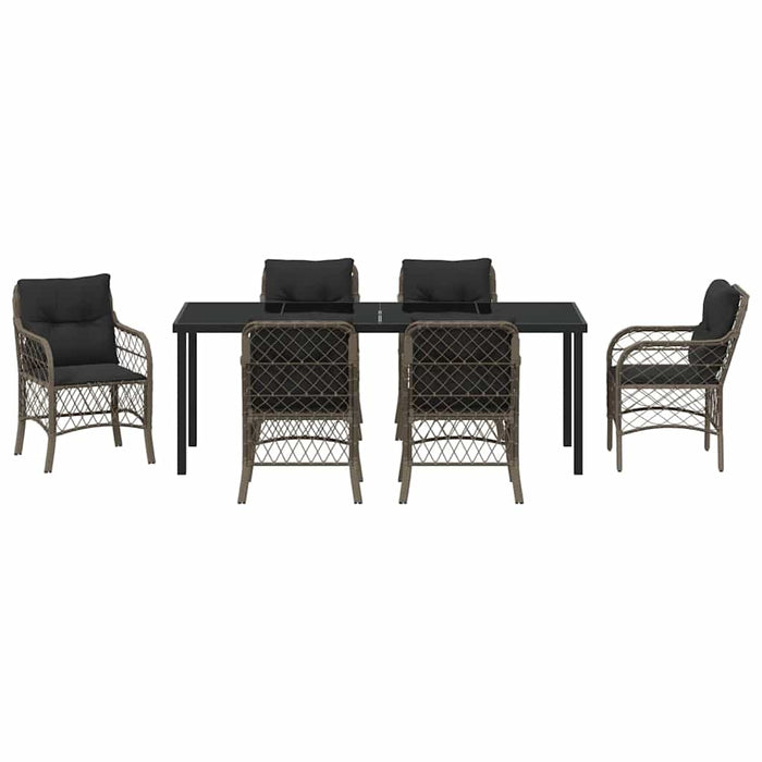 Set de masă pentru grădină cu pernă 7 pcs Gri poliratan - WALTI WALTI