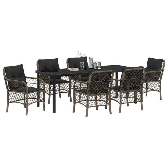 Set de masă pentru grădină cu pernă 7 pcs Gri poliratan - WALTI WALTI