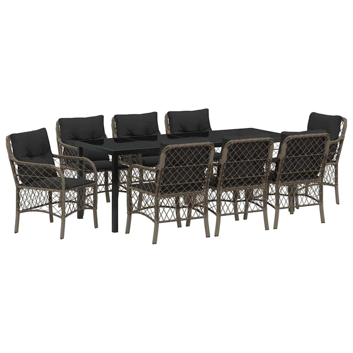 Set de masă pentru grădină cu pernă 9 pcs Gri poliratan - WALTI WALTI