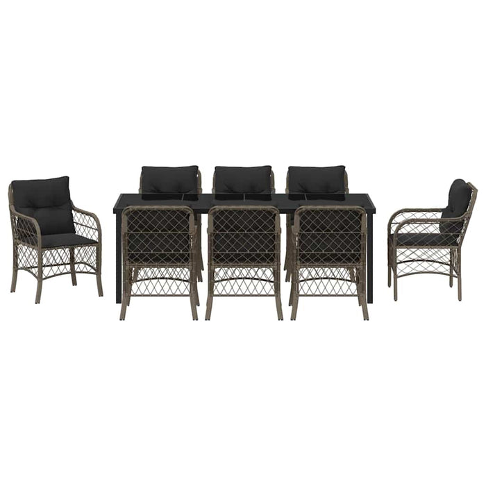 Set de masă pentru grădină cu pernă 9 pcs Gri poliratan - WALTI WALTI