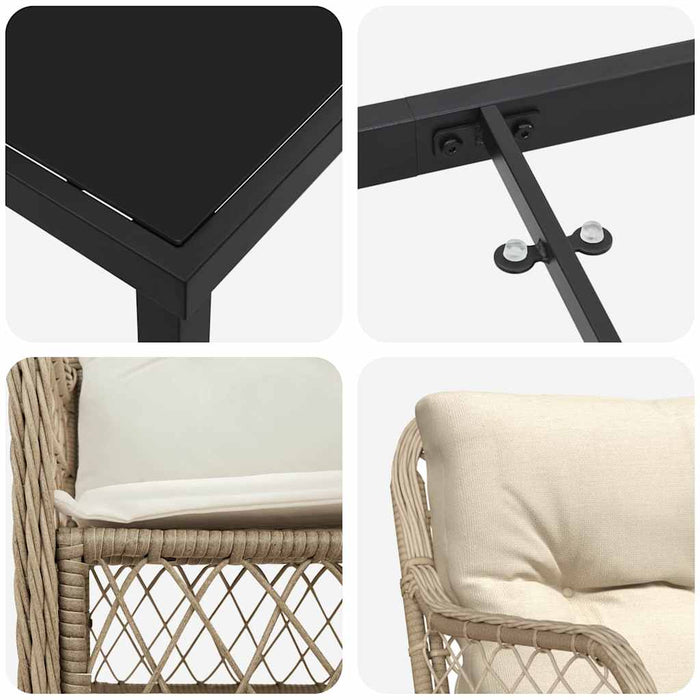 Set de masă pentru grădină cu pernă 7 pcs Bej poliratan - WALTI WALTI