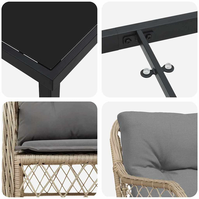Set de masă pentru grădină cu pernă 7 pcs Bej poliratan - WALTI WALTI
