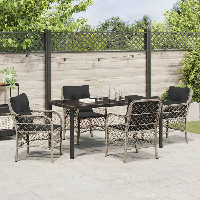 Set de masă pentru grădină cu pernă 5 pcs Gri deschis poliratan - WALTI WALTI